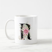 Elegant Alphabet Coffee Cup with Pink Rose Design Koffiemok (Links)