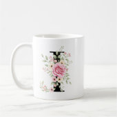 Elegant Alphabet Coffee Cup with Pink Rose Design Koffiemok (Links)