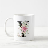 Elegant Alphabet Coffee Cup with Pink Rose Design Koffiemok (Links)