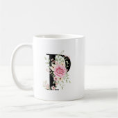 Elegant Alphabet Coffee Cup with Pink Rose Design Koffiemok (Links)