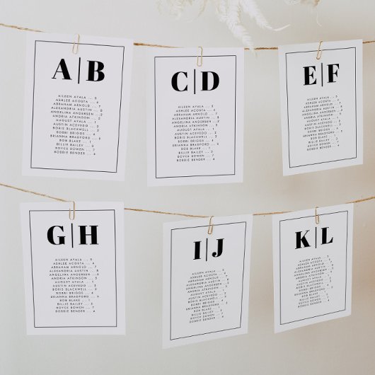 Elegant Alphabetical Seating Chart Cards Kaart