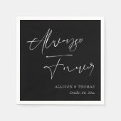 Elegant altijd en voor altijd zwart-wit bruiloft servet (Voorkant)