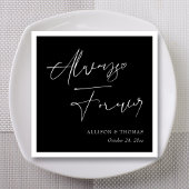 Elegant altijd en voor altijd zwart-wit bruiloft servet