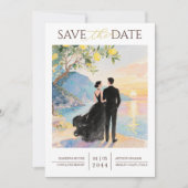 Elegant Amalfi Coast Lemon Tree Wedding Couple Save The Date (Voorkant)