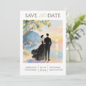 Elegant Amalfi Coast Lemon Tree Wedding Couple Save The Date (Staand voorkant)