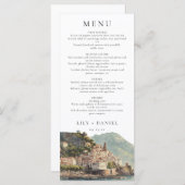 Elegant Amalfi Italian Watercolor Wedding Menu (Voorkant / Achterkant)