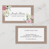 Elegant Ambacht Bloemen Motief Luxe Boetiek Visitekaartje (Voorkant / Achterkant)