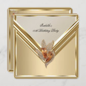 Elegant Amber Caramel Beige Gold Party Kaart (Voorkant / Achterkant)