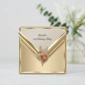 Elegant Amber Caramel Beige Gold Party Kaart (Staand voorkant)