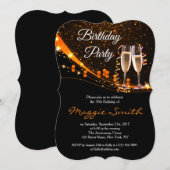 Elegant Amber Champagne Verjaardagsfeest Uitnodige Kaart (Voorkant / Achterkant)