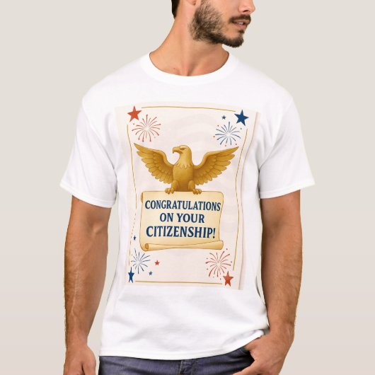 Elegant Amerikaans staatsburgerschap Felicitaties T-shirt (Voorkant)