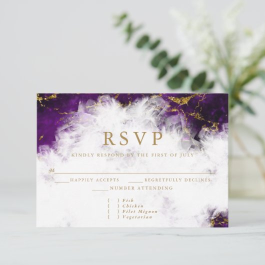 Elegant Amethyst Crystal Geode RSVP Kaartje (Staand voorkant)