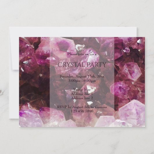 Elegant Amethyst Crystal Party Kaart (Achterkant)