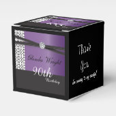 Elegant Amethyst Paars en Black Birthday Bedankdoosjes (Voorkant Zijde)