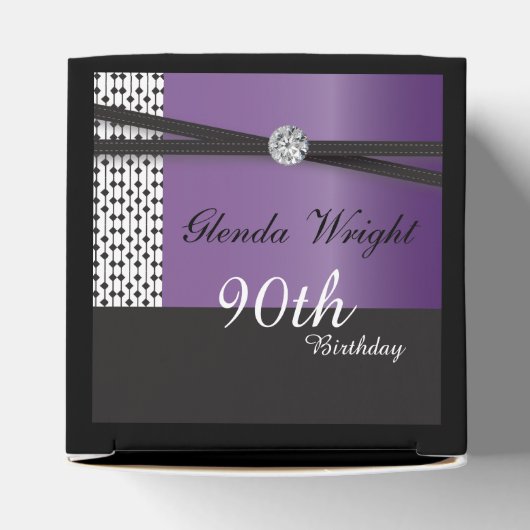 Elegant Amethyst Paars en Black Birthday Bedankdoosjes (Bovenkant)