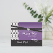 Elegant Amethyst Paars en Black Birthday Briefkaart (Staand voorkant)