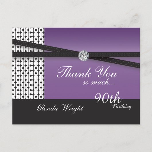 Elegant Amethyst Paars en Black Birthday Briefkaart (Voorkant)