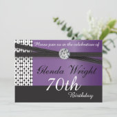 Elegant Amethyst Paars en Black Birthday Kaart (Staand voorkant)