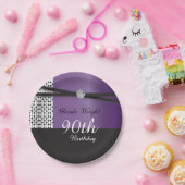 Elegant Amethyst Paars en Black Birthday Papieren Bordje (Feest)