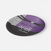 Elegant Amethyst Paars en Black Birthday Papieren Bordje (Gekanteld)