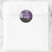 Elegant Amethyst Paars en Black Birthday Ronde Sticker (Tas)