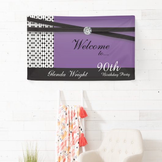 Elegant Amethyst Paars en Black Birthday Spandoek (Insitu)