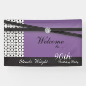 Elegant Amethyst Paars en Black Birthday Spandoek (Horizontaal)