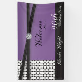 Elegant Amethyst Paars en Black Birthday Spandoek (Verticaal)