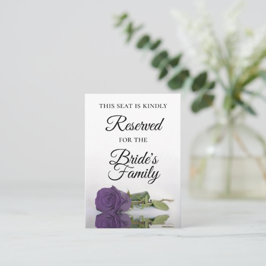 Elegant Amethyst Paars Roos bruiloft voorbehouden Plaatskaartje (Staand voorkant)