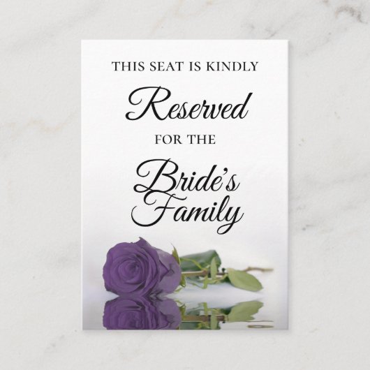 Elegant Amethyst Paars Roos bruiloft voorbehouden Plaatskaartje (Voorkant)