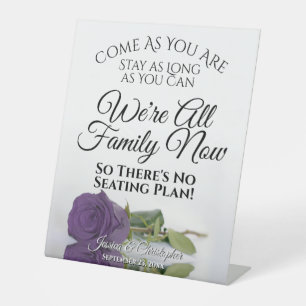 Elegant Amethyst Paars Roos Open Seating Wedding Reclamebord Met Voetstuk