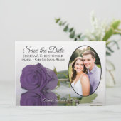 Elegant Amethyst Paars Roos & Oval Foto Weddenscha Save The Date (Staand voorkant)