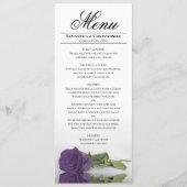 Elegant Amethyst Paars Roos Reflectie Wedding Menu (Voorkant)