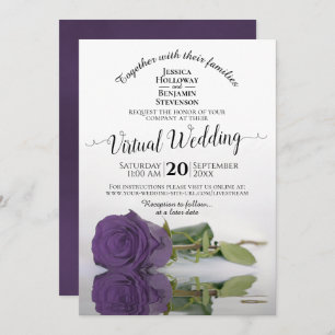 Elegant Amethyst Paars Roos Virtual Wedding Kaart