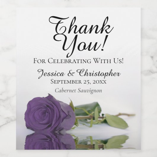 Elegant Amethyst Paars Roos Weddenschap Bedankt Wijn Etiket (Enkel label)