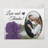 Elegant Amethyst Paars Roos Wedding Love & Bedankt Briefkaart (Voorkant)