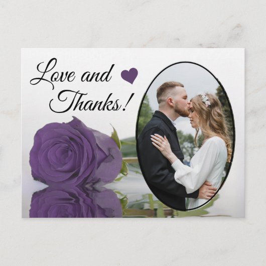 Elegant Amethyst Paars Roos Wedding Love & Bedankt Briefkaart (Voorkant)