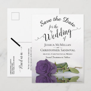 Elegant Amethyst Paarse Roos Wedding Save the Date Aankondigingskaart