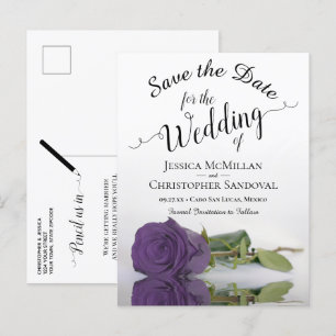 Elegant Amethyst Paarse Roos Wedding Save the Date Aankondigingskaart