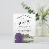 Elegant Amethyst Paarse Roos Wedding Save the Date Aankondigingskaart (Staand voorkant)