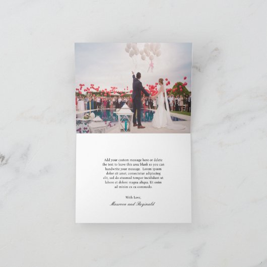 Elegant Ampersand Foto Formele traditionele bruilo Bedankkaart (Binnen)