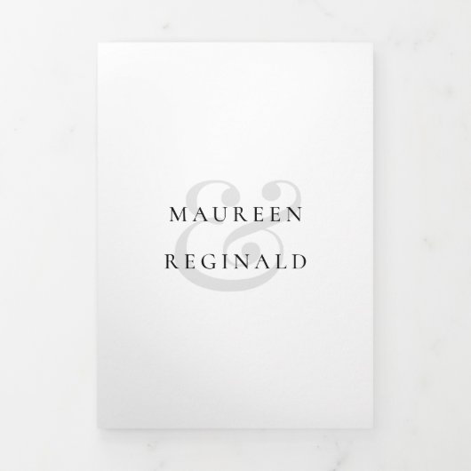 Elegant Ampersand Foto Formele traditionele bruilo Drieluik Uitnodiging (Cover)