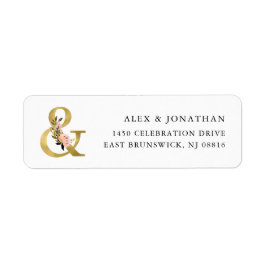 Elegant Ampersand | Goud en Blush Bloemen Bruiloft Etiket