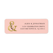 Elegant Ampersand | Goud en Blush Bloemen Bruiloft Etiket (Voorkant)