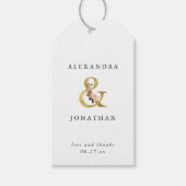 Elegant Ampersand | Goud en Blush Bruiloft Cadeaulabel (Voorkant)