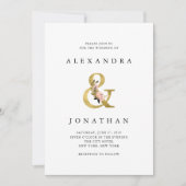 Elegant Ampersand | Goud en Blush Bruiloft Kaart (Voorkant)