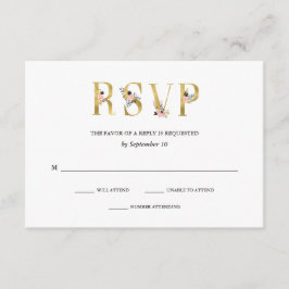 Elegant Ampersand | Goud en Blush Bruiloft RSVP Kaartje