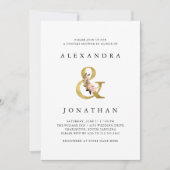 Elegant Ampersand | Goud en Blush Couples Douche Kaart (Voorkant)