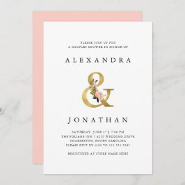Elegant Ampersand | Goud en Blush Couples Douche Kaart