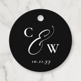 Elegant ampersand initialen bruiloft zwart-wit bedankjes labels